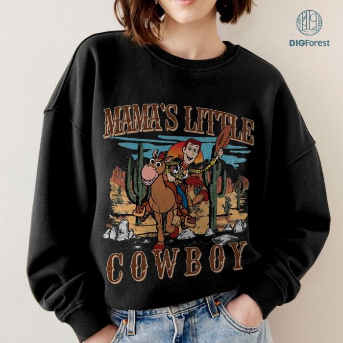 Disney Toy Story Woody Mama's Little Cowboy PNG, Woody Cowboy Sublimation Design, Jessie Western Instant Download, Toy Story Jessie & Bullseye, Toy Story Woody Mama's Little Cowboy shirt