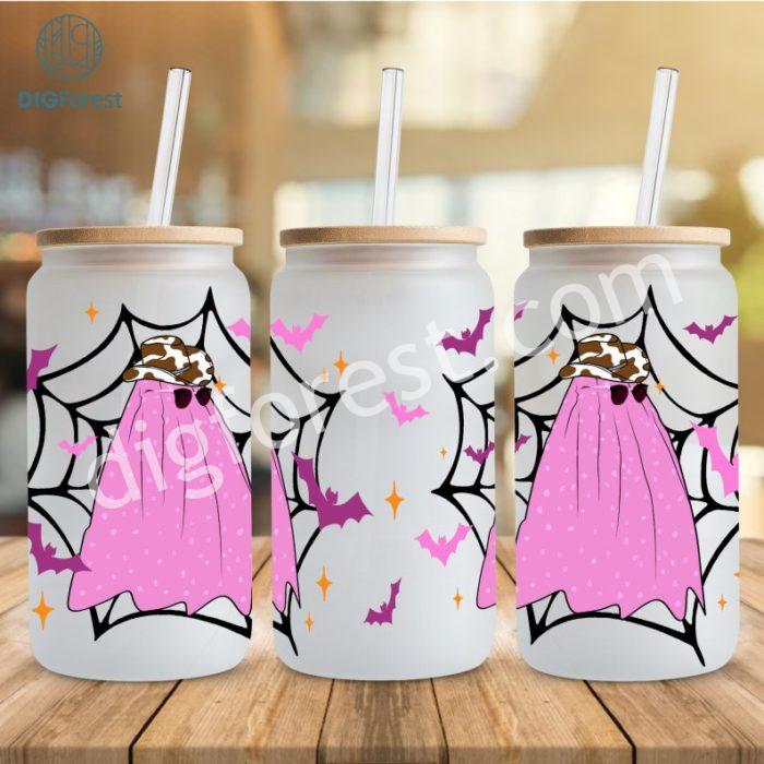 Howdy Ghouls Glass Can Wrap Png, Cowboy Ghost Png, 16oz Libbey Glass Can Wrap, Spooky Season, Ghost PNG, Western Halloween 16 Oz Glass Cup