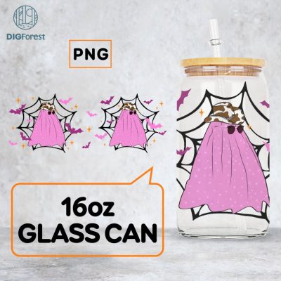 Howdy Ghouls Glass Can Wrap Png, Cowboy Ghost Png, 16oz Libbey Glass Can Wrap, Spooky Season, Ghost PNG, Western Halloween 16 Oz Glass Cup