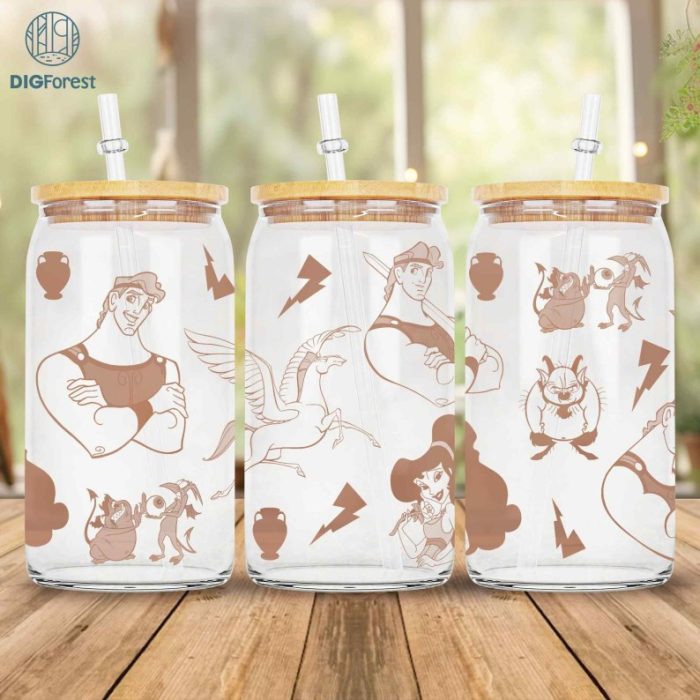 Disney Hercules Glass Can Wrap Png, 16oz Libbey Glass Can Wrap, Hercules The Muses Glass Can Png, Hades, Libbey Glass Wrap Png Digital Download