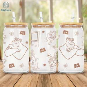 Disney Monsters Incs 16oz Glass Can Wrap Png, 16oz Libbey Glass Can Wrap, Monsters Incs Glass Can Png, Mike Sully Boo, Libbey Glass Digital Files