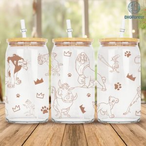 Disney Lion King Glass Can Png | 16oz Glass Can Wrap | 16oz Libbey Can Glass | Full Glass Can Wrap | Hakuna Matata | Instant Digital Download