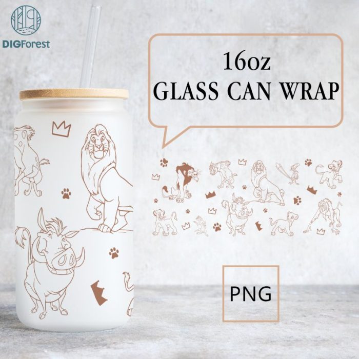 Disney Lion King Glass Can Png | 16oz Glass Can Wrap | 16oz Libbey Can Glass | Full Glass Can Wrap | Hakuna Matata | Instant Digital Download - Image 2