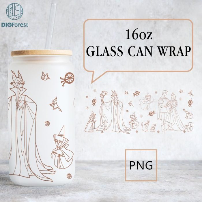 Disney Sleeping Beauty Glass Can Png | Aurora Princess Coffee Cup | Priness Glass Can Wrap | 16oz Beer Glass Can | Iced Coffee | Tea | Cold brew