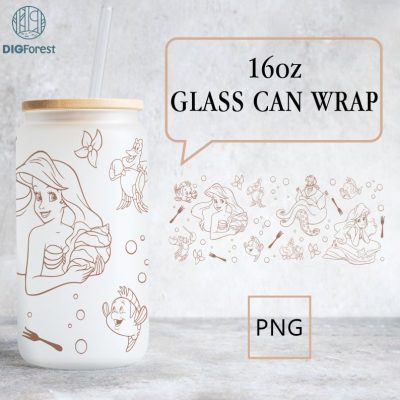 Disney Ariel Mermaid 16oz Libbey Glass Sublimation Design, Ariel, Flounder, and Sebastian Glass Can Tumbler Wrap, Princess PNG Digital Download Disney Ariel Mermaid 16oz Libbey Glass Sublimation Design, Ariel, Flounder, and Sebastian Glass Can Tumbler Wrap, Princess PNG Digital Download