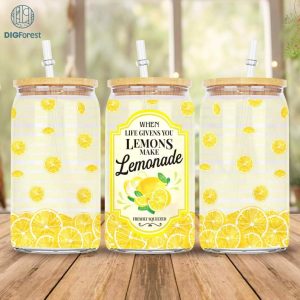 16 oz Libbey Glass Can Wrap Png, Lemonade Label, Tequila Label, Margarita png, Mojito png, When life gives you Lemons, Digital Download