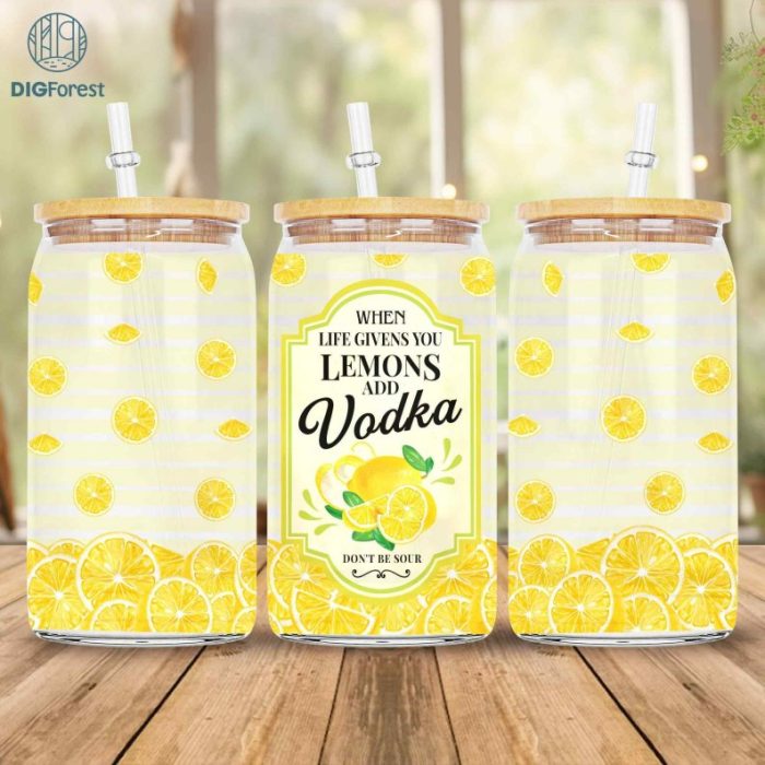 16 oz Libbey Glass Can Wrap Png, Lemonade Label, Tequila Label, Margarita png, Mojito png, When life gives you Lemons, Instant Download