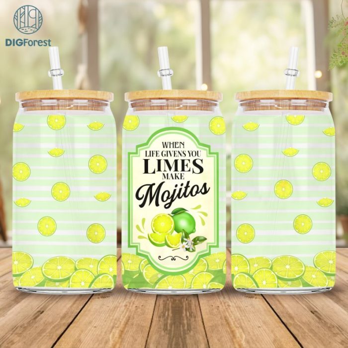 Lemonade Label, Tequila Label, Margarita png, Mojito png, 16 oz Libbey Glass Can Wrap Png, When life gives you Lemons, Sublimation Designs