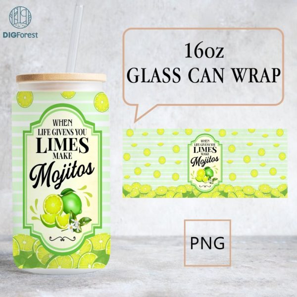 Lemonade Label, Tequila Label, Margarita png, Mojito png, 16 oz Libbey Glass Can Wrap Png, When life gives you Lemons, Sublimation Designs