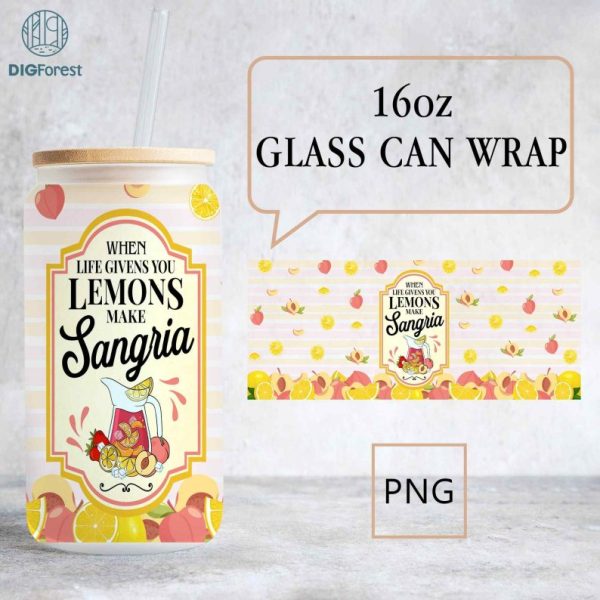 16 oz Libbey Glass Can Wrap Png, Lemonade Label, Tequila Label, Margarita png, Mojito png, When life gives you Lemons, Sublimation Designs