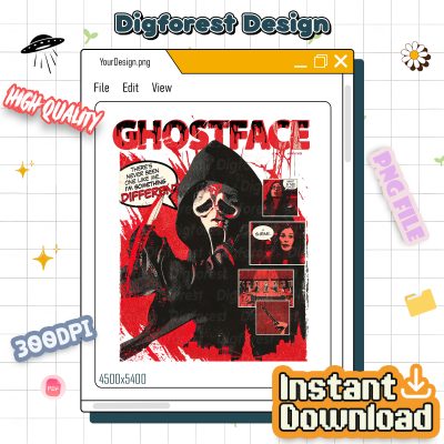 Retro 90s Horror Movie PNG – Halloween Horror Characters, Scary Friends, Trick or Treat, Spooky Season Outfit PNG