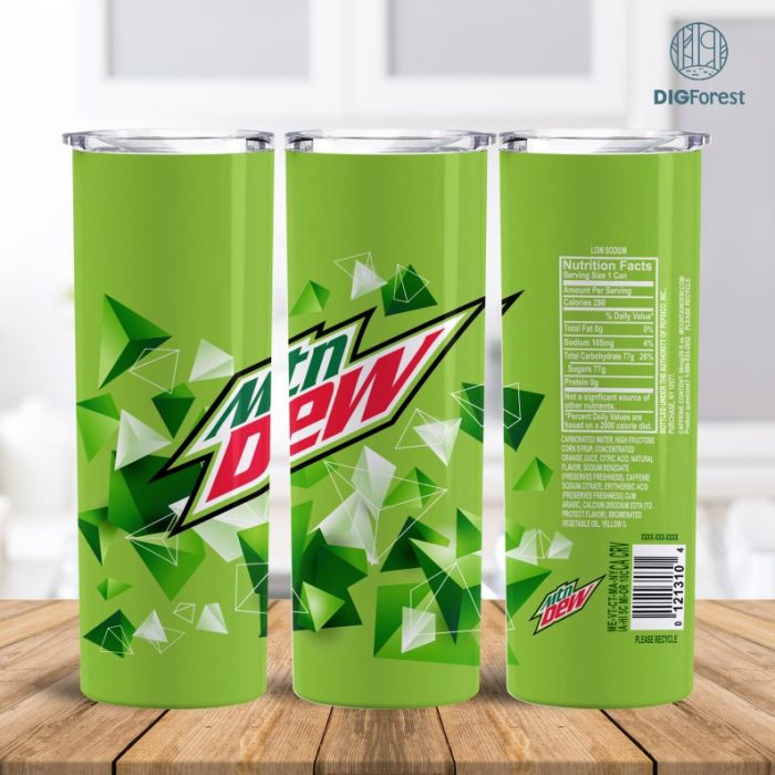 Mt Dew 20oz Skinny Tumbler Design, Mountain sublimation, 20 oz skinny tumbler design, sublimation image, tumbler wrap, 20oz tumbler