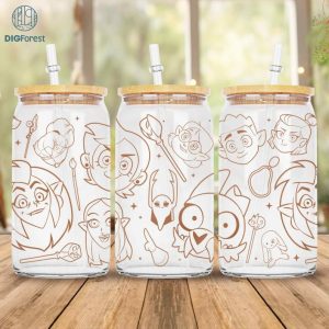 Disney The Owl House 16oz Glass Can Wrap Png, 16oz Libbey Glass Can Wrap Png, Hexside School Of Magic And Demonics, Glass Wrap Digital Download
