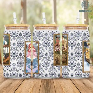 Disney Haunted Mansion Princess Glass Can Png, Haunted Mansion Halloween Png, 16oz Libbey Glass Can Wrap, Princess Glass Can Png Sublimation