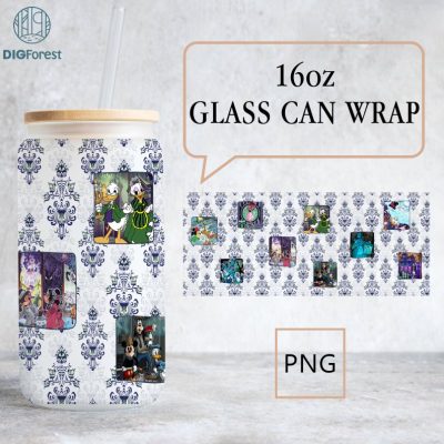 Disney Vintage The Haunted Mansion Halloween Glass Can Png, Haunted Mansion Glass Can Coffee Cup, Magic Kingdom, 16oz Libbey Glass Can Wrap Design Disney Vintage The Haunted Mansion Halloween Glass Can Png, Haunted Mansion Glass Can Coffee Cup, Magic Kingdom, 16oz Libbey Glass Can Wrap Design