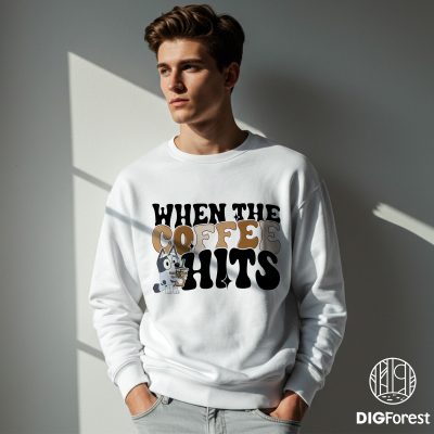 Muffin Bluey PNG | When The Coffee Hits | Muffin Heeler PNG | Bluey & Bingo Birthday Shirt | Bluey Family Tee Design