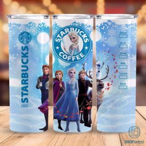 Disney Frozen Coffee 20 oz Skinny Tumbler Sublimation Design | Elsa Anna Princess Straight & Tapered Tumbler Wrap | Instant Digital Download