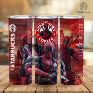 Deadpool Coffee 20 oz Skinny Tumbler Sublimation Design | Superhero Straight & Tapered Tumbler Wrap | Instant Digital Download