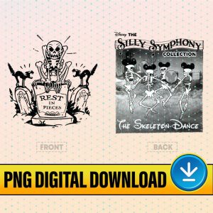 Disney Retro Silly Symphony Png File, Mickey Halloween Png,The Skeleton Dance Png,Halloween Town Fall Png, Disneyworld Png, Disneyland Png