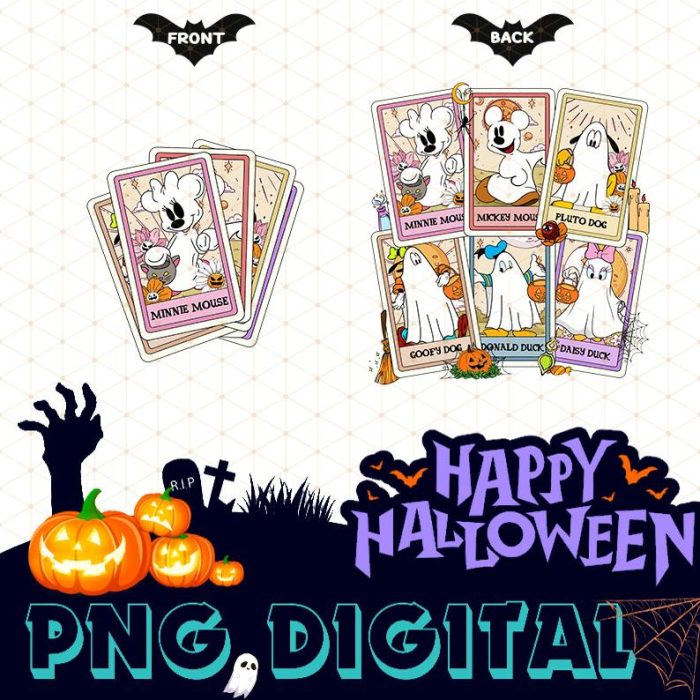 Disney Halloween Ghost Tarot Card Png, Retro Halloween Png, Retro Western Png, Trendy Halloween Png, Spooky Season, Aesthetic Halloween