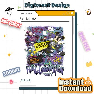 Disney Vintage Mickey Spooky Halloween PNG – Spooky Boo, Mickey & Friends Halloween Trip, Happy Halloween PNG