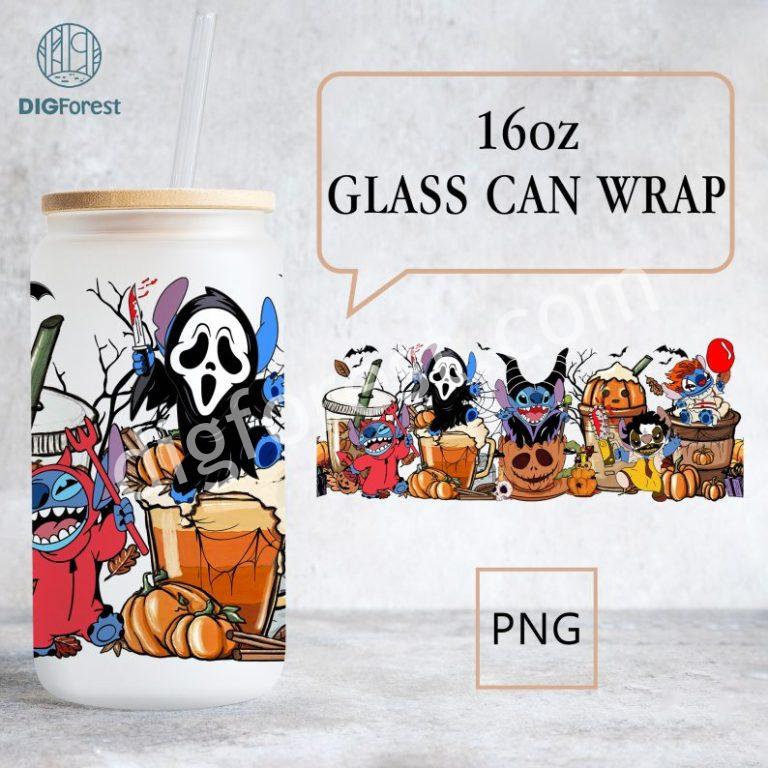 Stitch Costume Pumpkin Spice Libbey Glass Can Wrap, Horror Characters ...