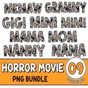 Retro Vibes Horror movie Halloween Png Bundle | Mama Halloween Png | Mom Horror Halloween Png | Women Halloween Png For Mother Spooky Mama