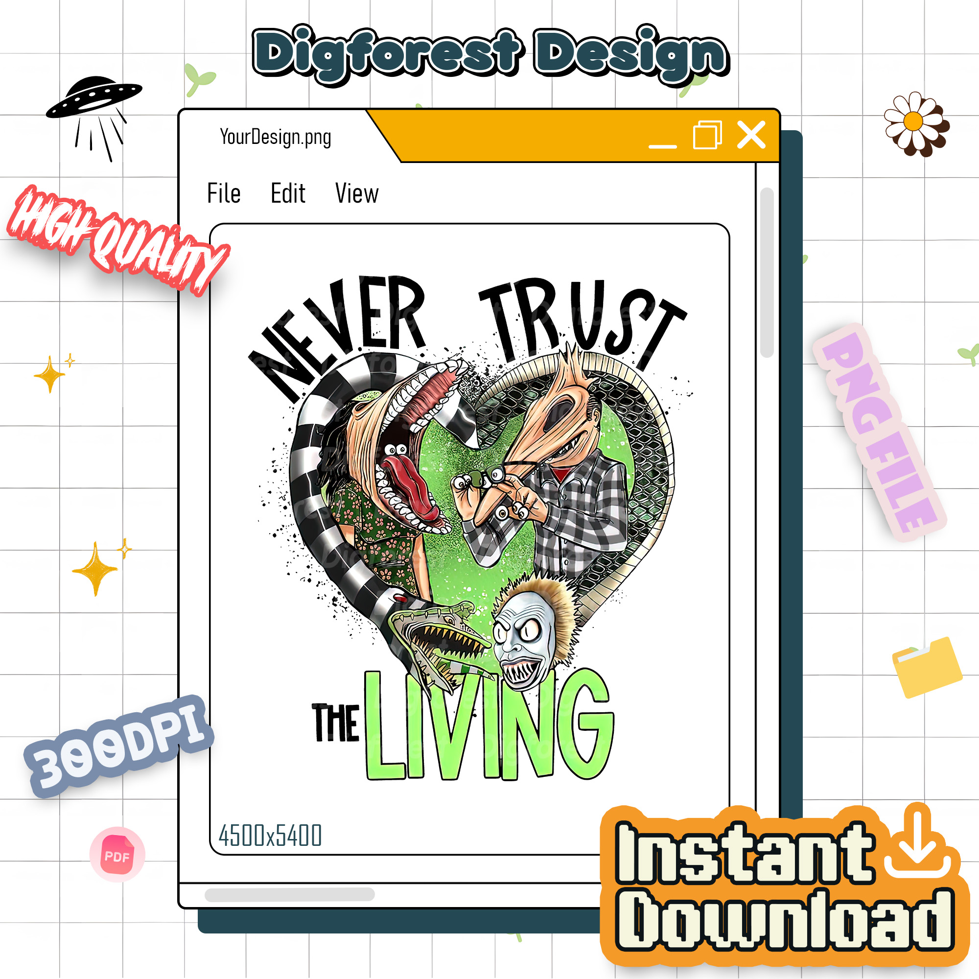 Beetlejuice Halloween PNG – Never Trust the Living, Funny Halloween Text, Skull & Grave PNG Design Beetlejuice Halloween PNG – Never Trust the Living, Funny Halloween Text, Skull & Grave PNG Design