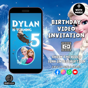 Frozen Birthday Video Invitation, Frozen Invitation Template, Frozen Birthday Invitation, Elsa Frozen Party, Digital Invitation Video