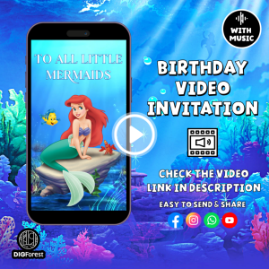 Little Mermaid Ariel Invitation, Mermaid Theme Birthday Party Invitation, Little Mermaid Invitation, Mermaid Birthday Invitation