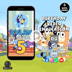 Bingo Birthday Editable Invitation Video, Bingo Birthday Party Video Invitation, Bluey Bingo Digital Editable Birthday Video Invitation