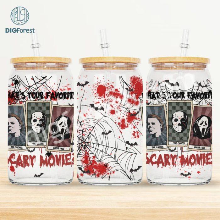 Horror Movie Characters Libbey Tumbler Wrap Template | Spooky Vibes | Halloween Libbey Wrap | Horror Friends Tumbler Wrap | Horror Png