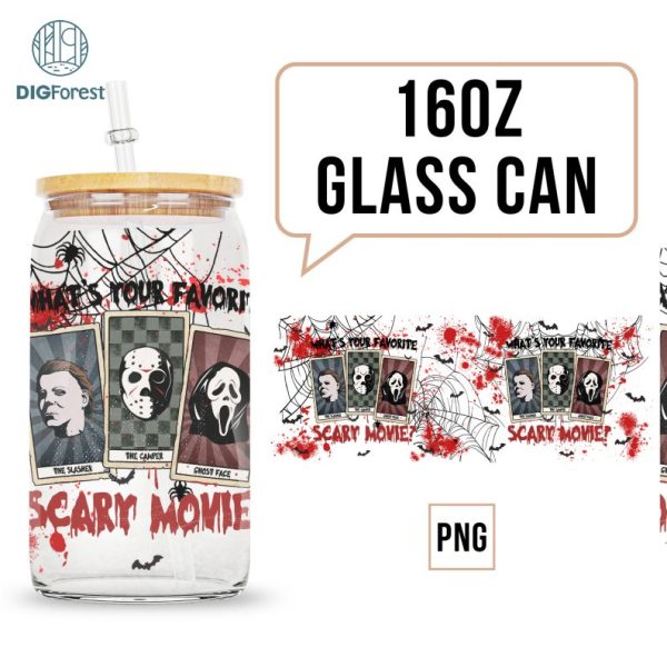 Horror Movie Characters Libbey Tumbler Wrap Template | Spooky Vibes | Halloween Libbey Wrap | Horror Friends Tumbler Wrap | Horror Png