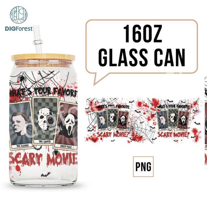 Horror Movie Characters Libbey Tumbler Wrap Template | Spooky Vibes | Halloween Libbey Wrap | Horror Friends Tumbler Wrap | Horror Png