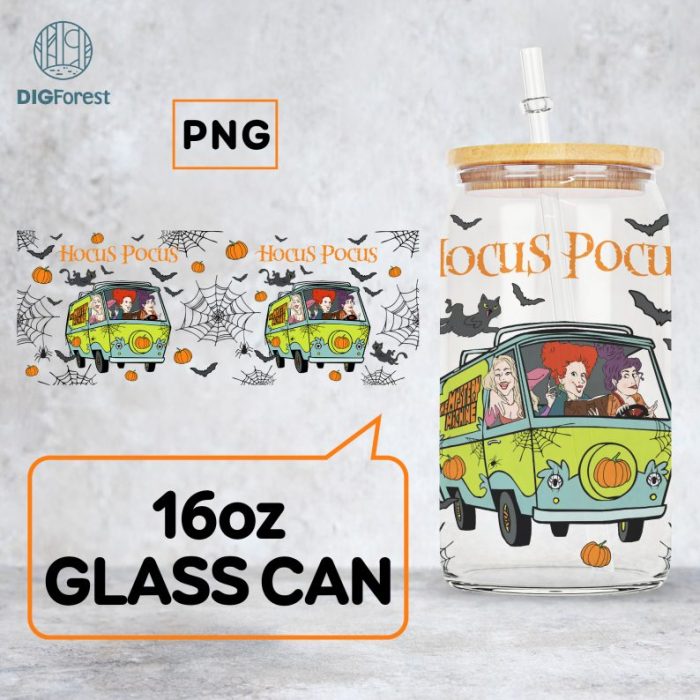 Halloween Glass Wrap PNG | Hocu Pocu Retro | Halloween Sublimation | Instant Download | Witches Png | Halloween Png | Sublimated Glass Can