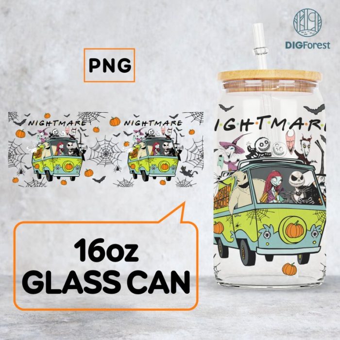 Nightmare Before Christmas Libbey Glass Can Wrap, Jack Skellington, Halloween Png, Horror Movie Png, Horror Character Png, Instant Download