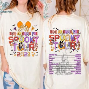 Two-sided Vintage Epcot Halloween Boo Around The Spooky Tour 2023 Shirt | Vintage Epcot Halloween Boo Around The Spooky Tour 2023 Png | Disney Mickey and Friends Halloween Team Png | Mickey Snacks Png
