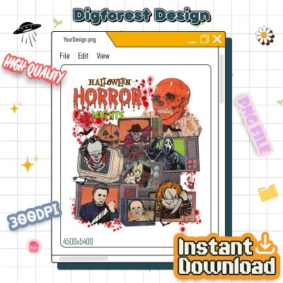 Halloween Horror Nights Universal Studios PNG – Horror Characters, Scary Movie Shirt, Universal Studios