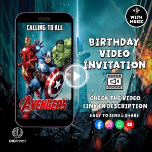 Avengers Birthday Video E-Invitation | Kids Birthday E-Invitation | Editable Superhero Birthday Invitation | Superheroes Birthday Party
