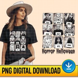 Halloween Horror, Horror Movie Killers Mugshots PNG Download, Scary Halloween Party Sublimation Design, Horror Fan Gift, Instant Download