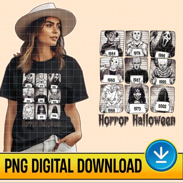 Halloween Horror, Horror Movie Killers Mugshots PNG Download, Scary Halloween Party Sublimation Design, Horror Fan Gift, Instant Download