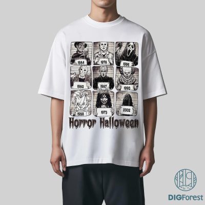 Horror Movie Killers Mugshots PNG, Scary Halloween Party Design, Horror Fan Sublimation Gift