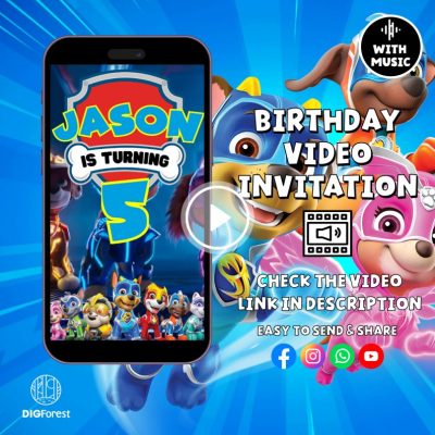 Editable Paw Patrol Birthday Invitation, Paw Patrol Video Invitation Canva, Editable Birthday Invitation Video, Digital Party Invite