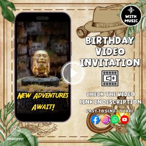 Editable Invitation Video Canva, Indiana Jones Birthday Invitation Video, Birthday Party Invitation Video, Indiana Jones Birthday E-Invite