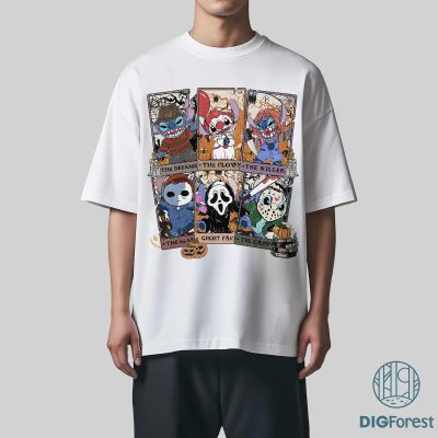 Disney Stitch Horror Halloween PNG – Horror Movie Characters, Spooky Season Shirt, Disneyland Trip 2025 PNG