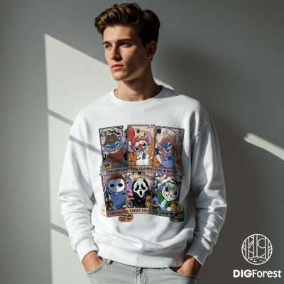 Disney Stitch Horror Halloween PNG – Horror Movie Characters, Spooky Season Shirt, Disneyland Trip 2025 PNG