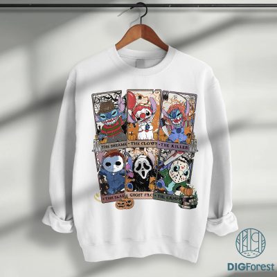 Disney Stitch Horror Halloween PNG – Horror Movie Characters, Spooky Season Shirt, Disneyland Trip 2025 PNG