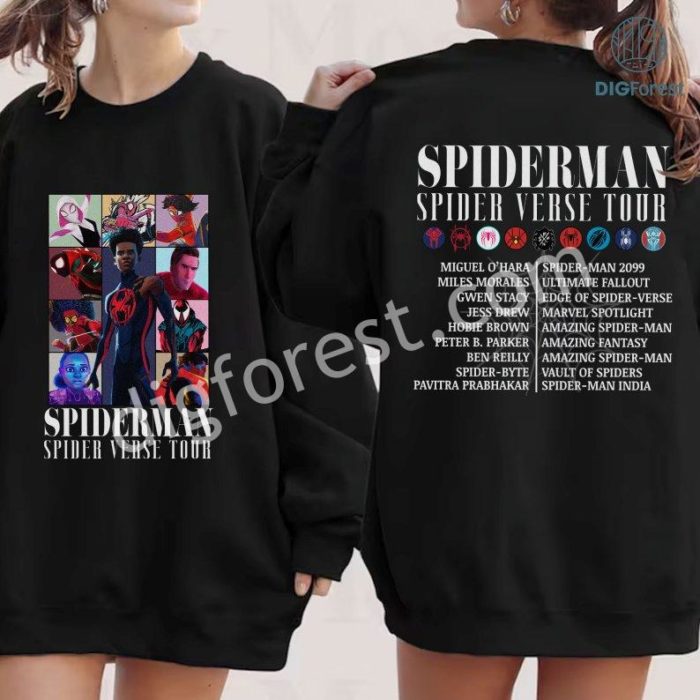 Spiderman X The Spiderverse Tour Shirt | Spider-Man Across the Spider-Verse Png | Miguel O'Hara Png | Spider-Punk | The Amazing Spider Man Png