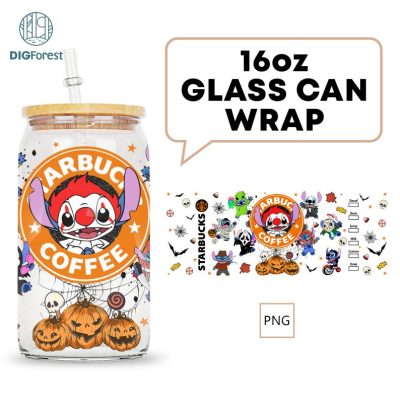 Instant Download, Halloween Stitch 16oz Glass Can Wrap, Horror Stitch PNG, Scary Movie Characters PNG Glass Can, Trick Or Treat Glass Can Instant Download, Halloween Stitch 16oz Glass Can Wrap, Horror Stitch PNG, Scary Movie Characters PNG Glass Can, Trick Or Treat Glass Can
