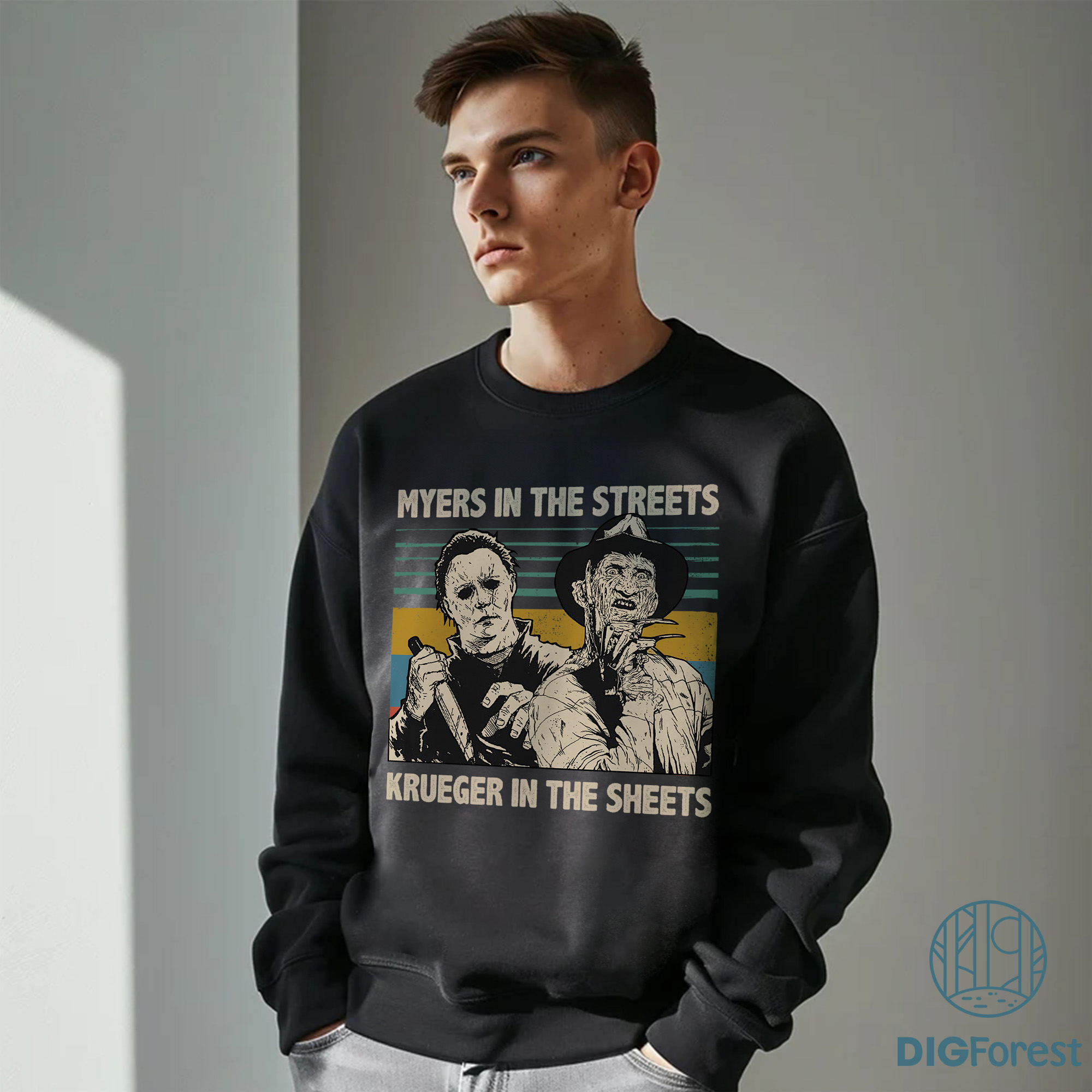 Michael Myers and Freddy Krueger Shirt - Myers In The Streets Krueger In The Sheets, Halloween Movie, Horror Killers Michael Myers and Freddy Krueger Shirt - Myers In The Streets Krueger In The Sheets, Halloween Movie, Horror Killers